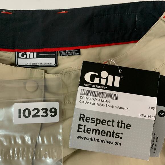 Gill 4 NEW Womens UV Tec Sailing Shorts Khaki 9" Inseam Outdoor Travel Active - Picture 3 of 9